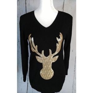 Holiday Deer Sequin Christmas Sweater NWT gift